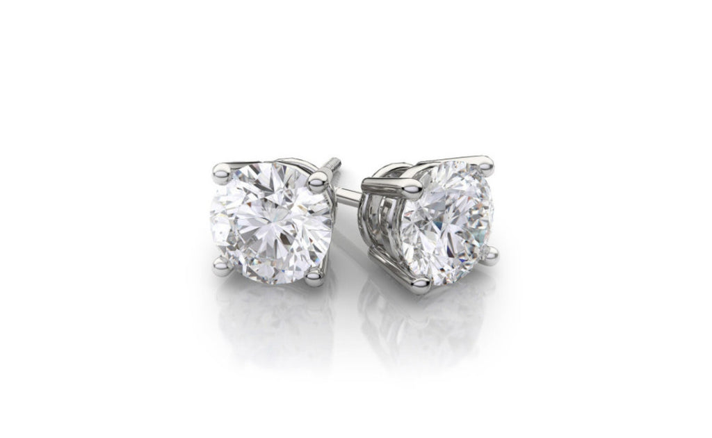 14K White Gold Round Cut 1/2 Carat Genuine Diamond Stud Sl1