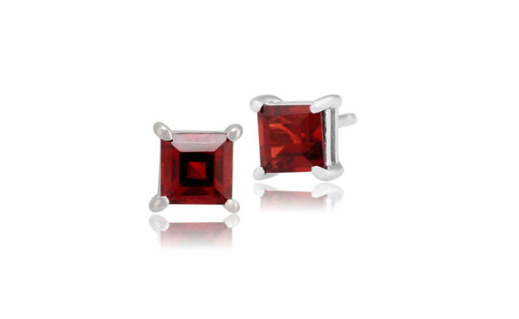 Heavy 10k White Gold Over Sterling Silver Garnet Gemstone