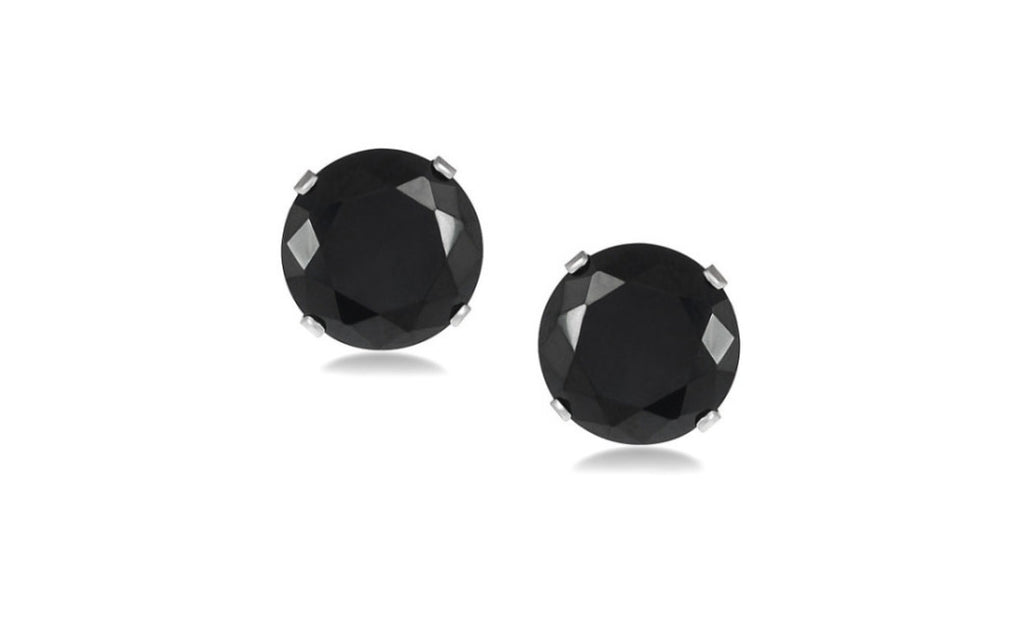 Platinum Over Sterling Silver 2Ct Black Cubic Zirconia VS1 Studs