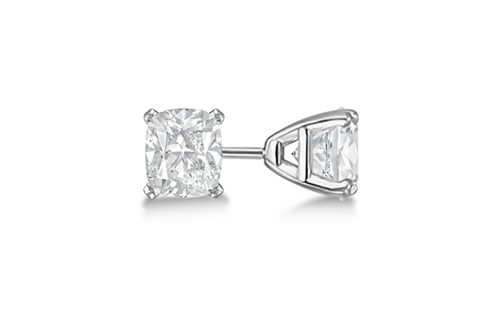 Sterling Silver 4ct White Princess Cut Cz Earrings