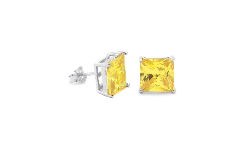 14K White Gold 1/2 Ct Genuine Rare Yellow Diamond Sl1 Studs