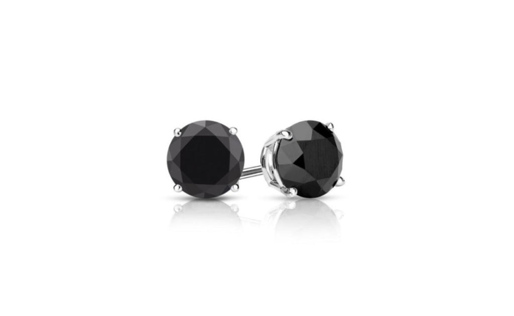 14K White Gold Genuine Round Black Diamond 1/4 Ct Sl1