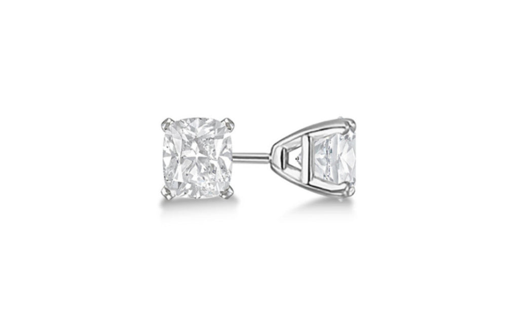 Heavy 10k White Gold Over Sterling Silver Cz Earring
