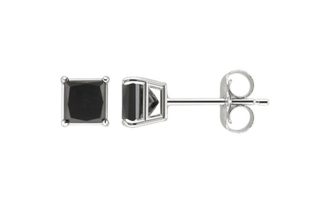 14k White Gold Over Sterling Silver 1ct Black Simulated Diamond Earrings