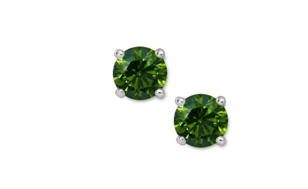 14K Green Genuine Diamond White Gold Earrings 1/4 CT Sl1