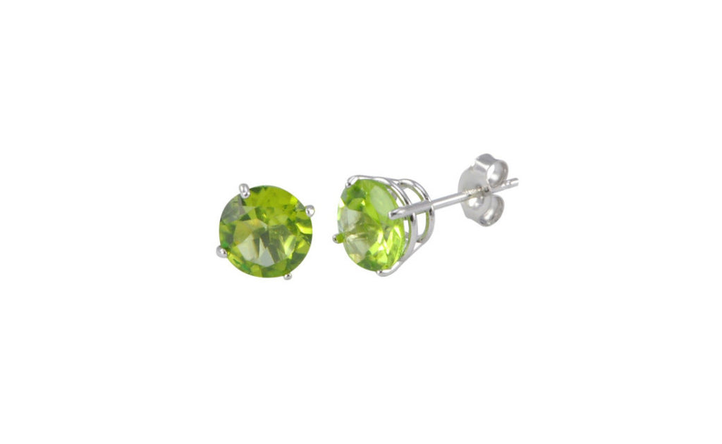 Platinum Over Sterling Silver 1ct Peridot Gemstone Earrings