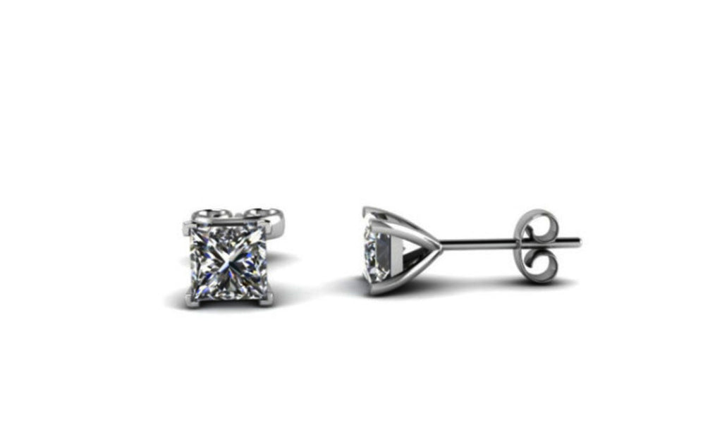Platinum Over Sterling Silver 1ct White Diamond Earrings