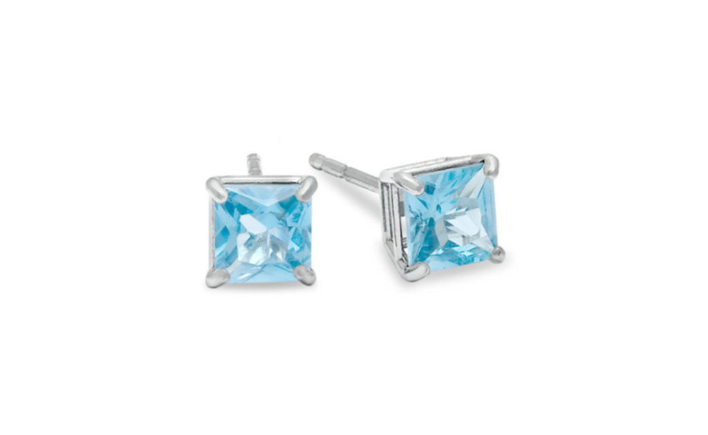 Heavy 10k White Gold Over Sterling Silver Aquamarine Gemstone