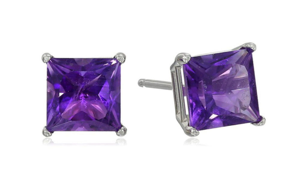 Heavy 10k White Gold Over Sterling Silver Amethyst Gemstone