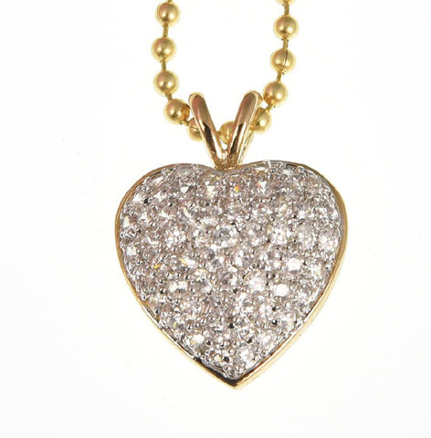 14k Gold Over Sterling Silver Brilliant Heart Shape Manmade Diamond Necklace
