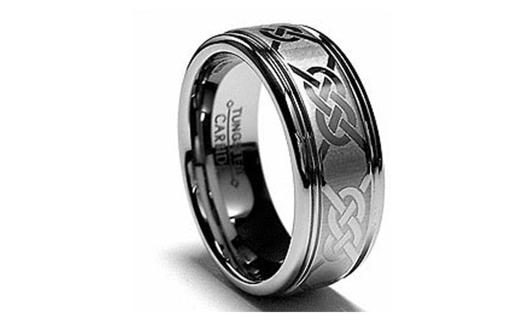 Tungsten Carbide Celtic High Polished Mens Ring Wedding Band