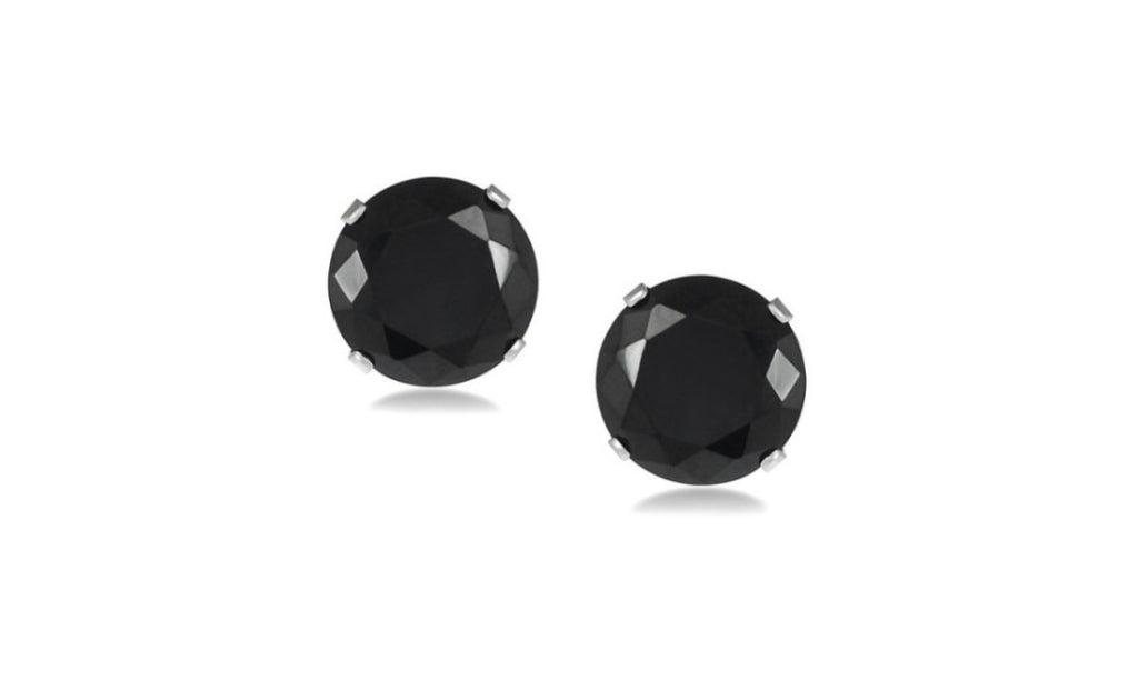 Sterling Silver 4ct Round Black Cz Earring