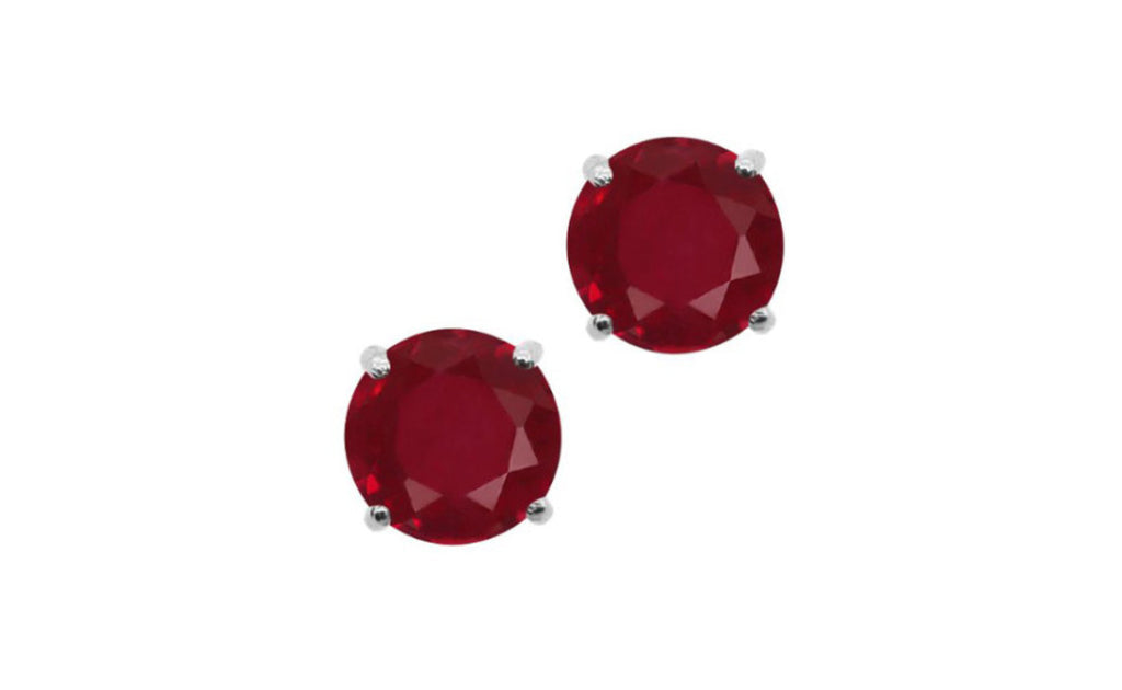 14k White Gold 1/2 Carat Red Genuine Diamond Round Earrings Sl1
