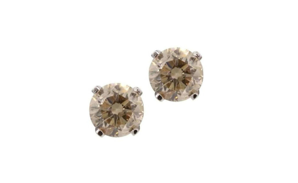 14K White Gold Genuine Brown Diamond 1/4Ct Sl1 Earrings