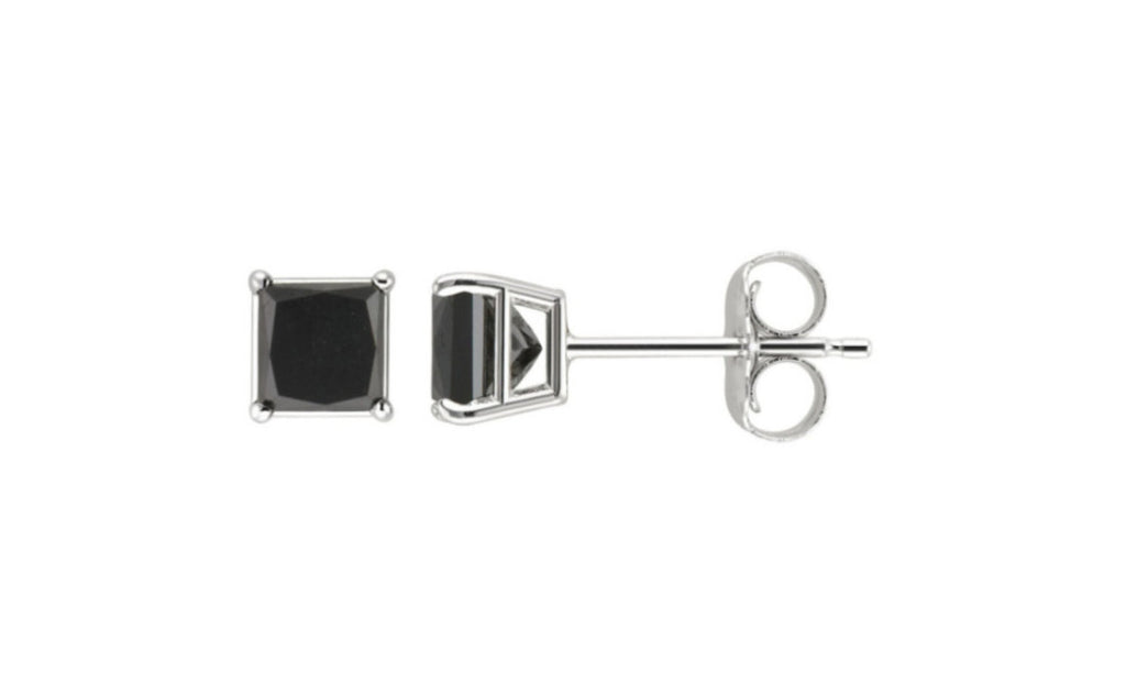 Heavy 10k White Gold Over Sterling Silver 1Ct Black Cubic Zirconia