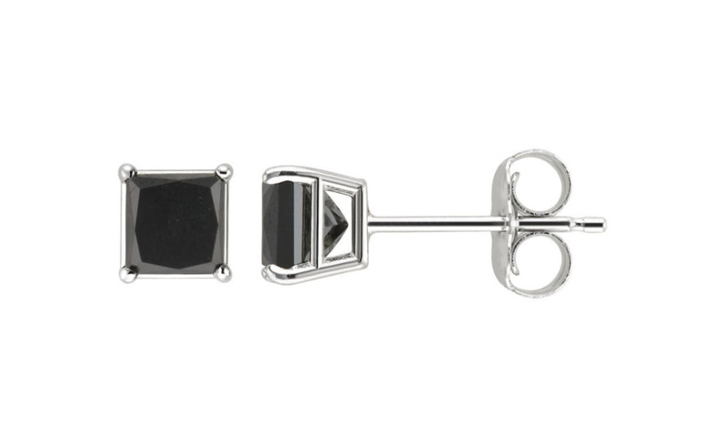 Platinum Over Sterling Silver 1ct Black Simulated Diamond Earrings