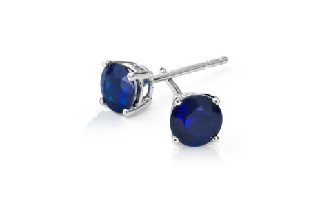 Platinum Over Sterling Silver Blue Sapphire Gemstone Earrings