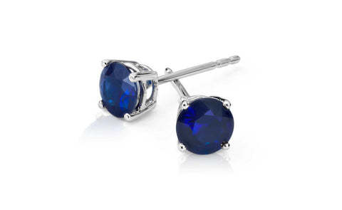 Platinum Over Sterling Silver 1ct Blue Sapphire Gemstone Earrings