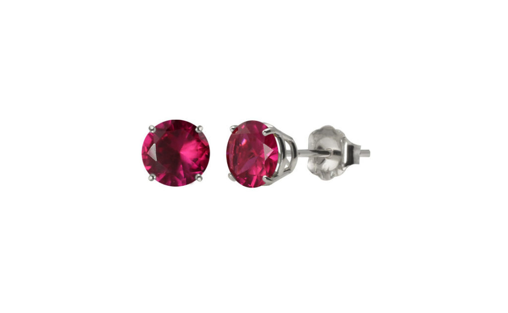 Platinum Over Sterling Silver 2ct Ruby Gemstone Earrings