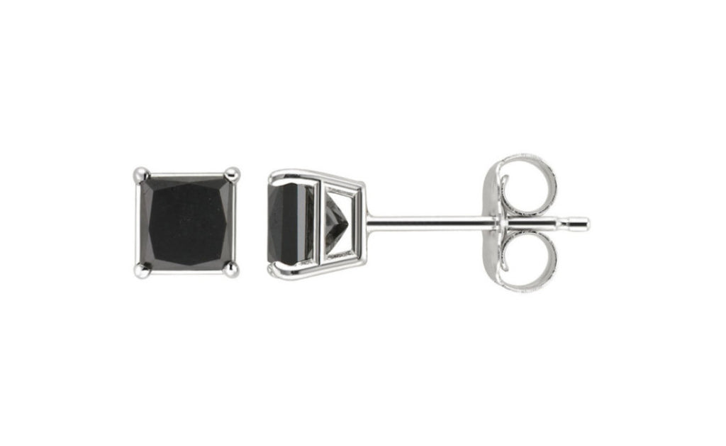 Platinum Over Sterling Silver Princess Cut Cz Earring