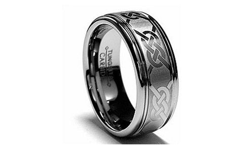 Tungsten Carbide Celtic High Polished Mens Ring Wedding Band