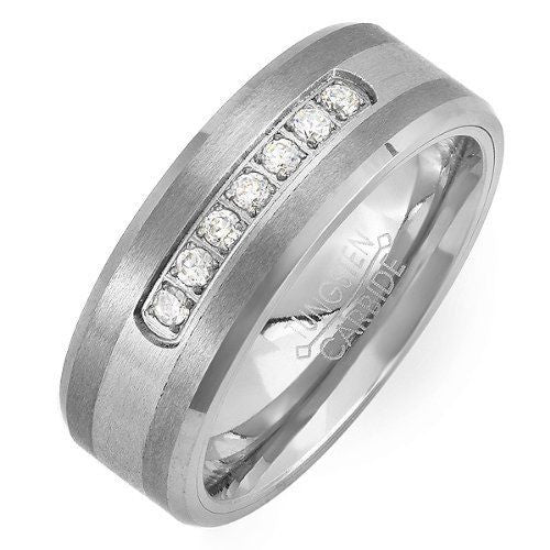 Tungsten Carbide 1 Ct White Round Manmade Diamond Ring Wedding Band
